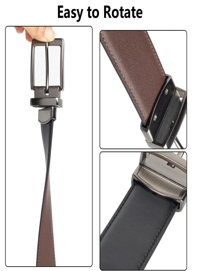 CaySep Reversible Leather Belt for Men - Dual Sided Dress and Casual Belt, Trim to Fit, 2 Styles in One Belt (Suit for waist 27-39”) - Image 3